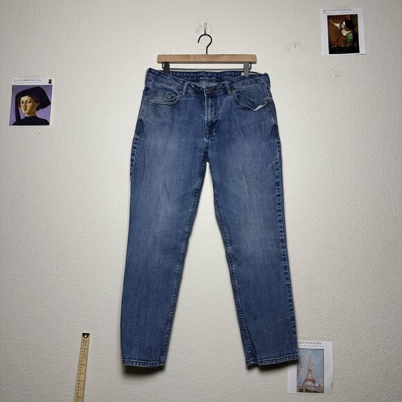 Buffalo David Bitton Jean Men 36 Stretch Straight Dark Wash Distressed Jackson-X - Picture 1 of 15